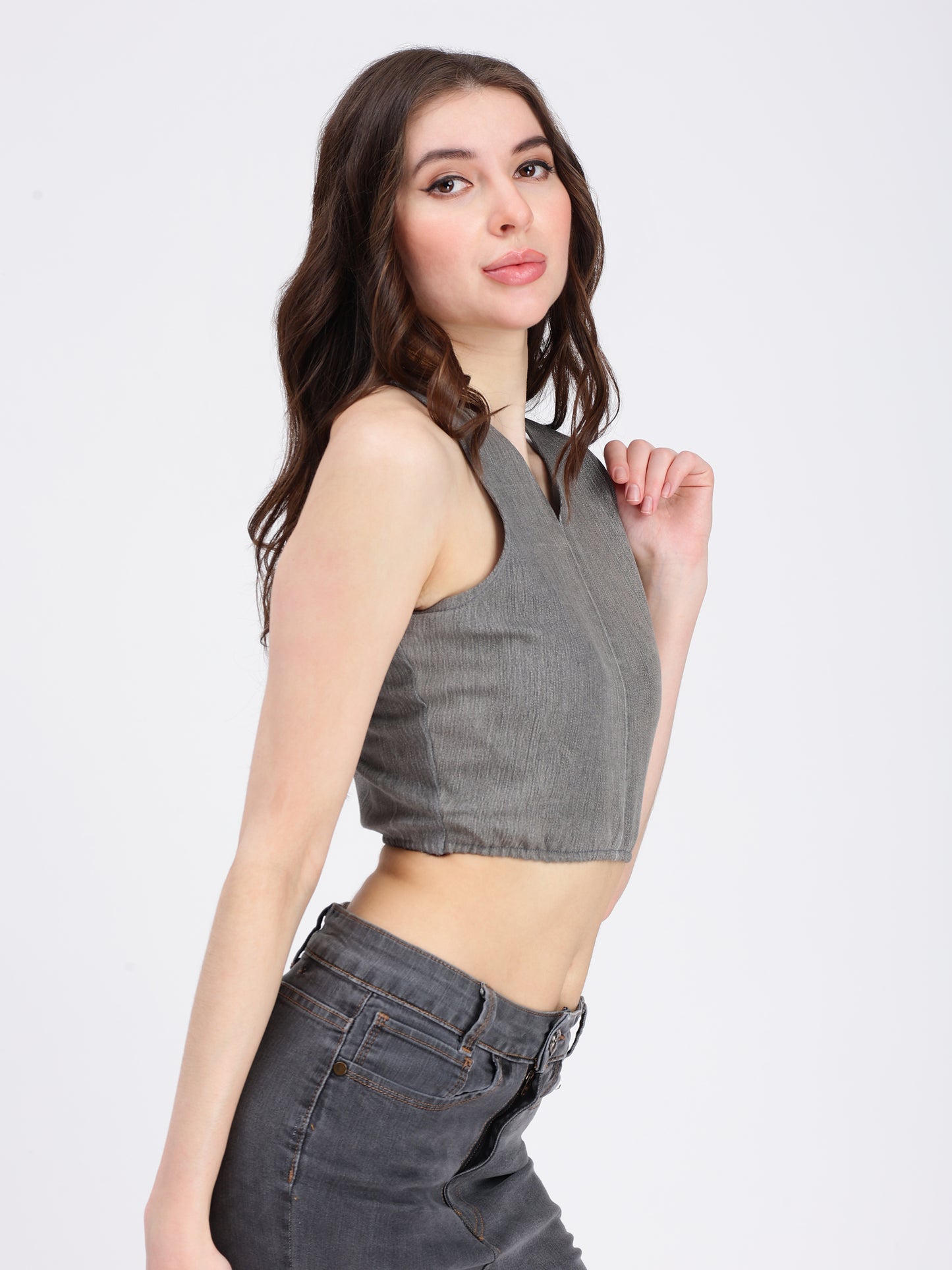 GREY CROP TOP