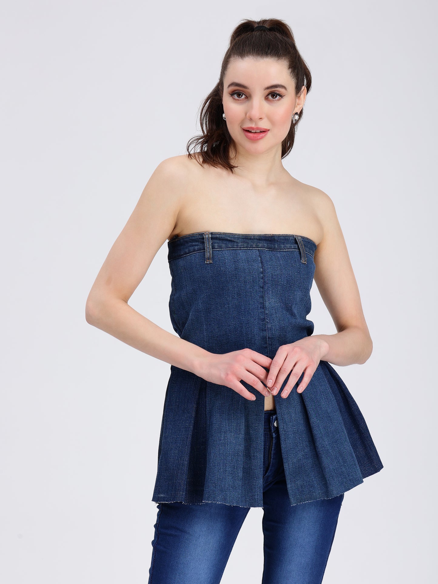 PEPLUM TOP BLUE