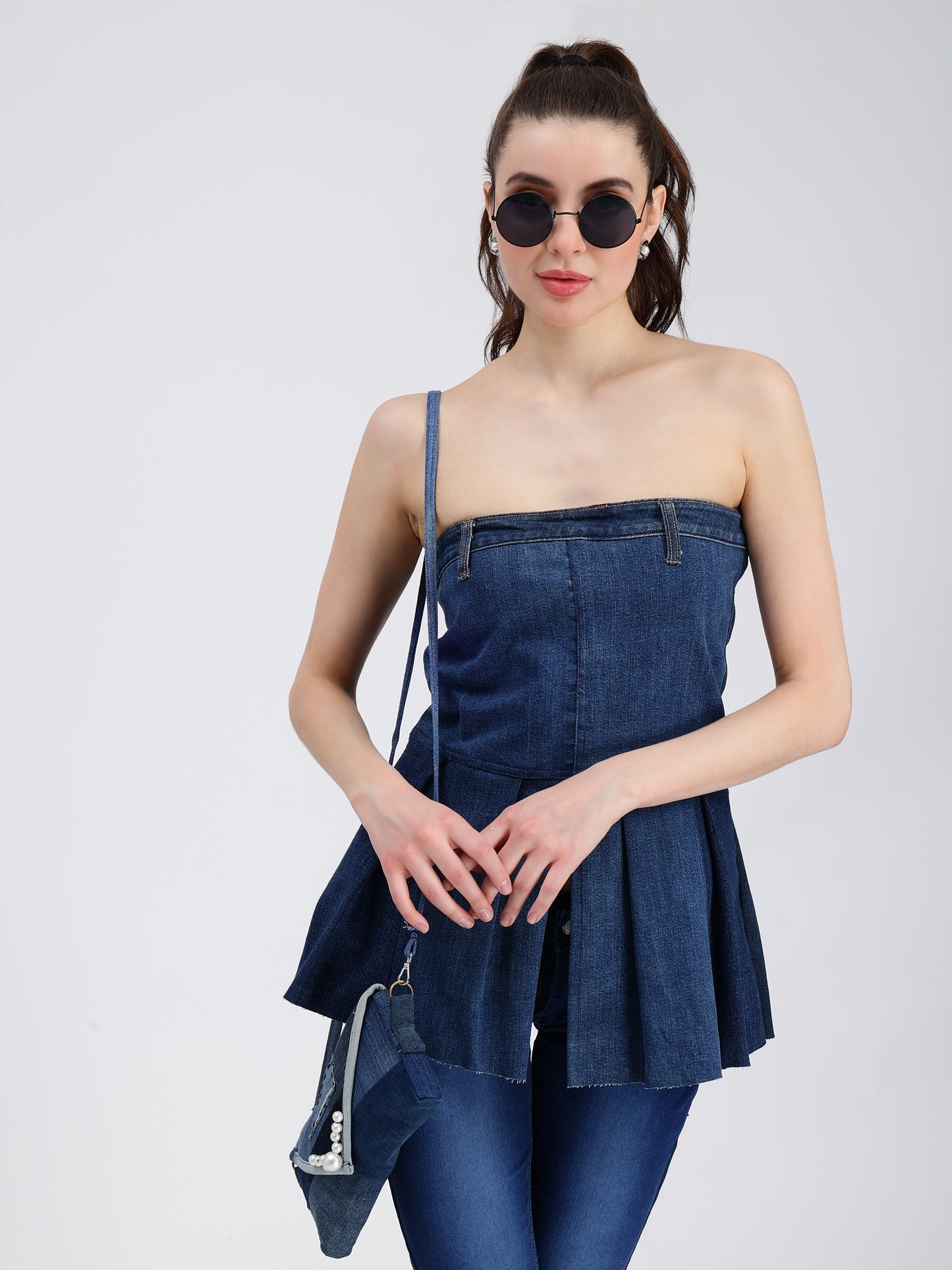 PEPLUM TOP BLUE