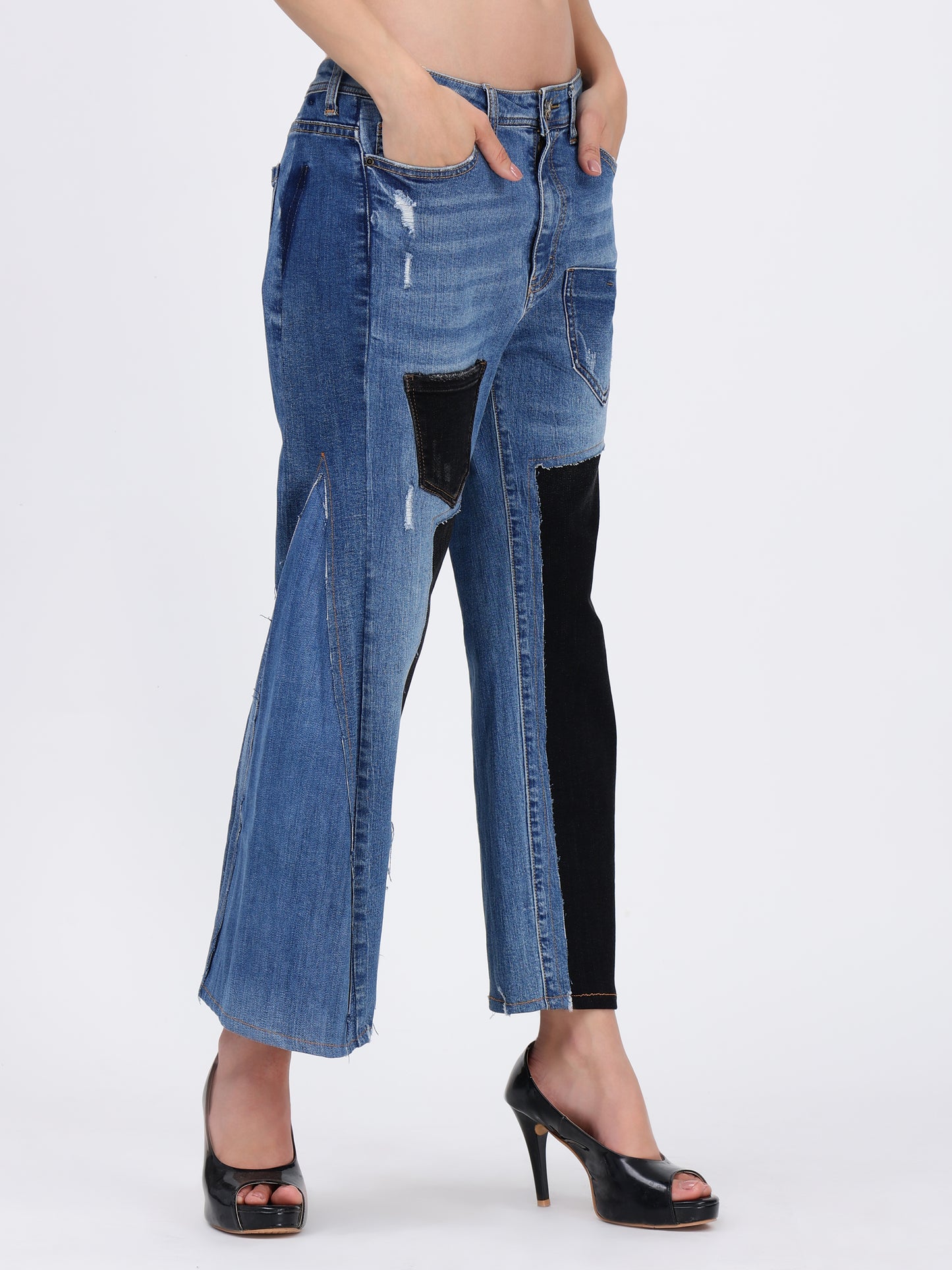 BLUE - BLACK WIDE LEG PANT