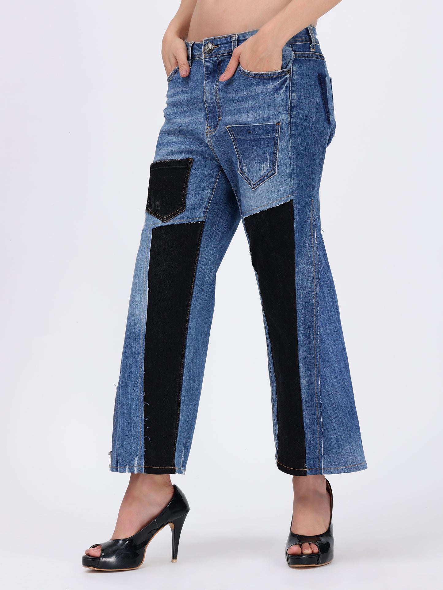 BLUE - BLACK WIDE LEG PANT