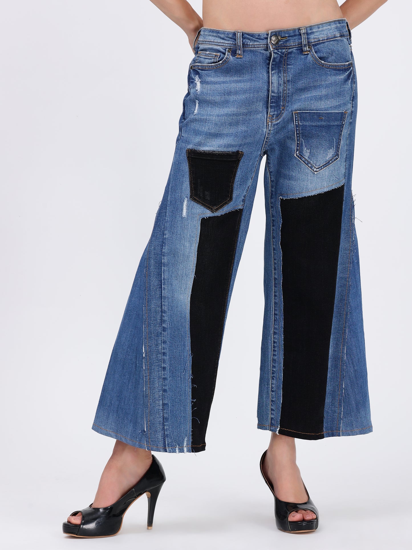 BLUE - BLACK WIDE LEG PANT