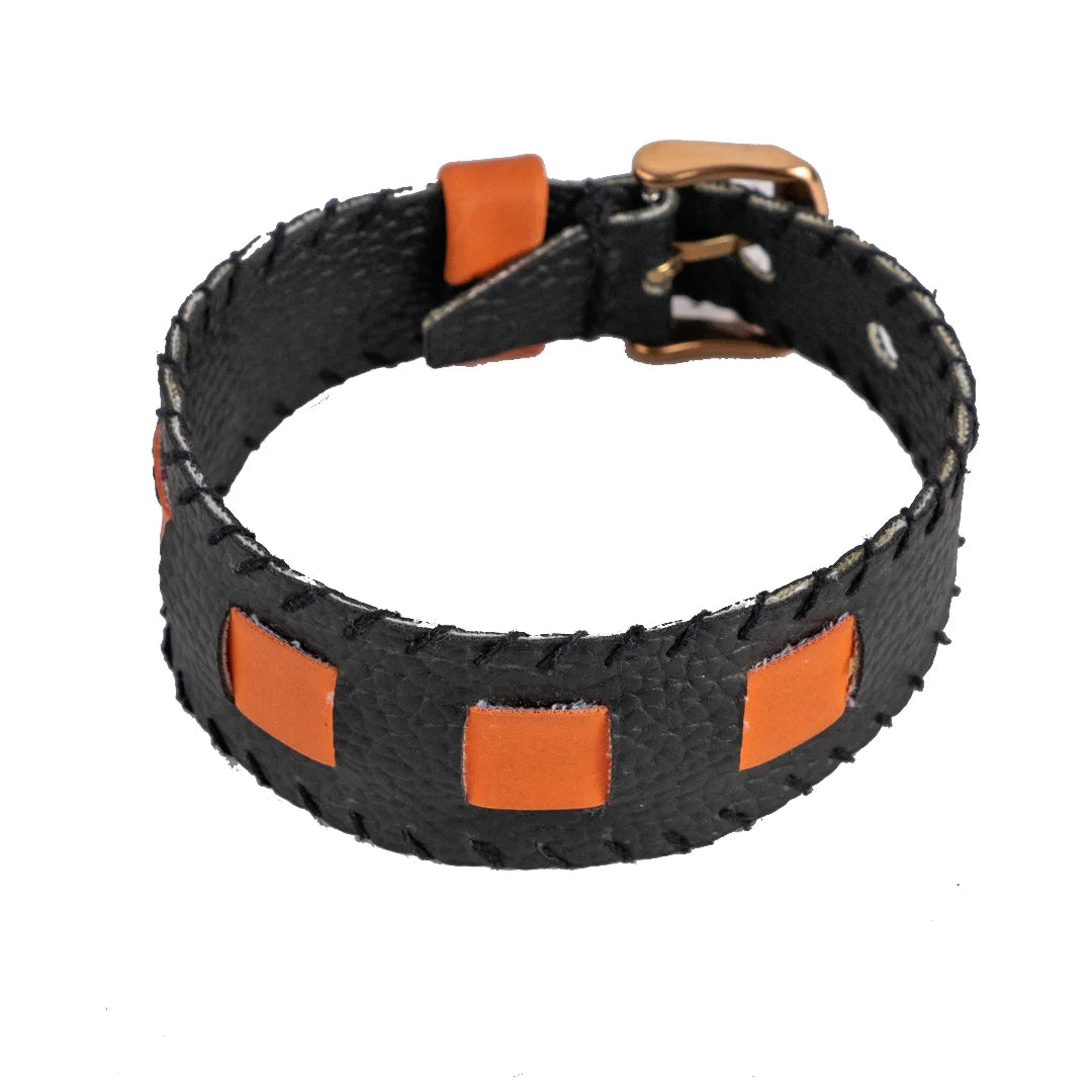 Handcrafted And Upcycled Unisex Bracelet - Orange Hue