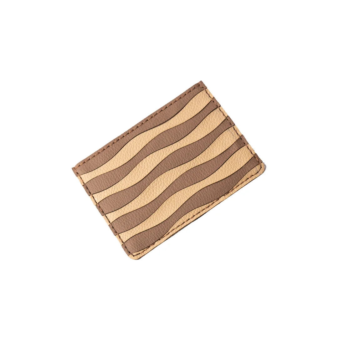 Handcrafted And Upcycled Card Cases - Waves (Brown)