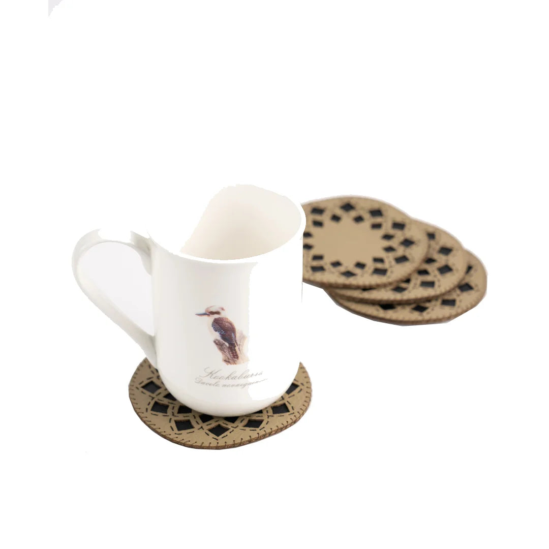 Handcrafted upcycled Coasters (Set Of 4) - Mandala (Brown)