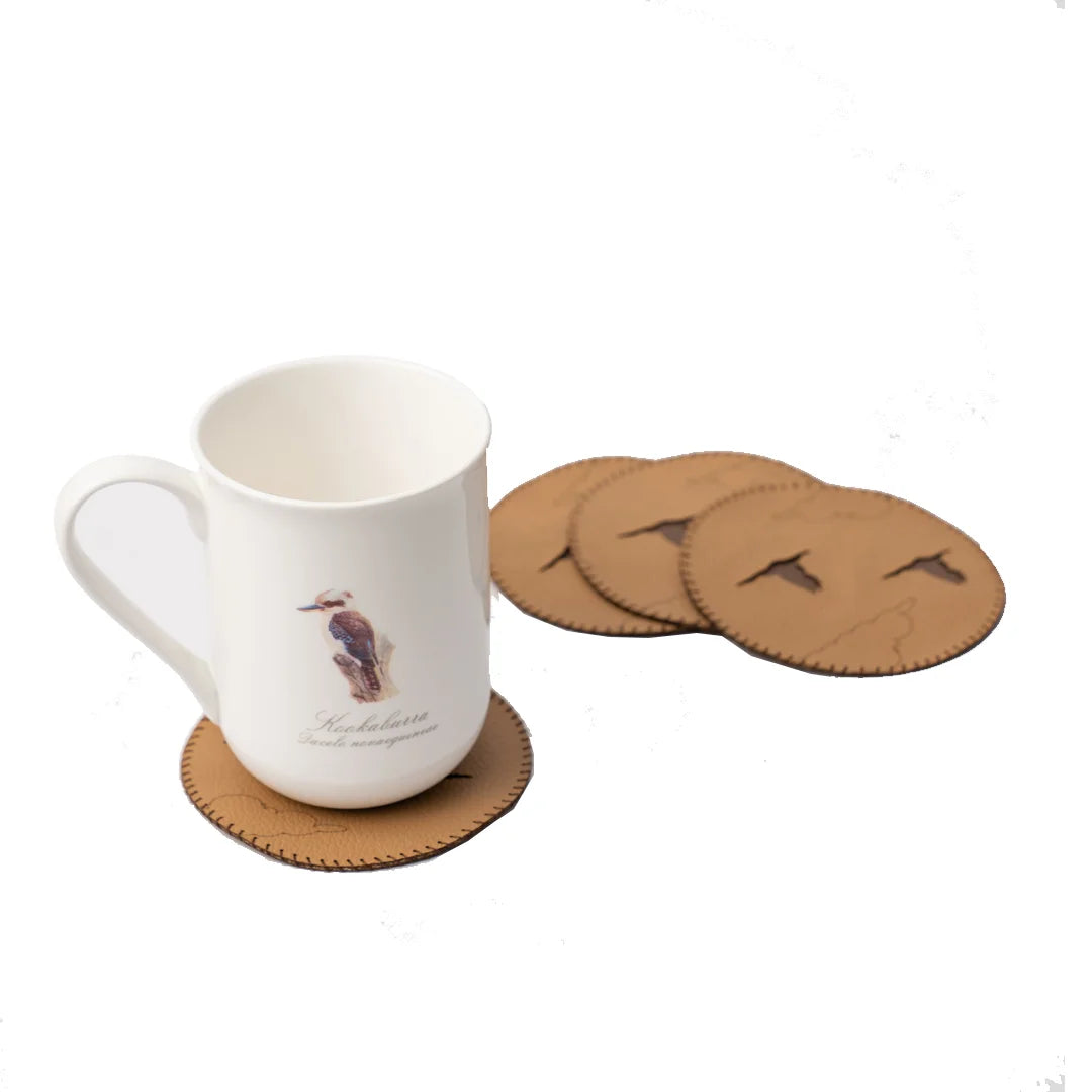 Handcrafted upcycled Coasters (Set Of 4) - Love Birds