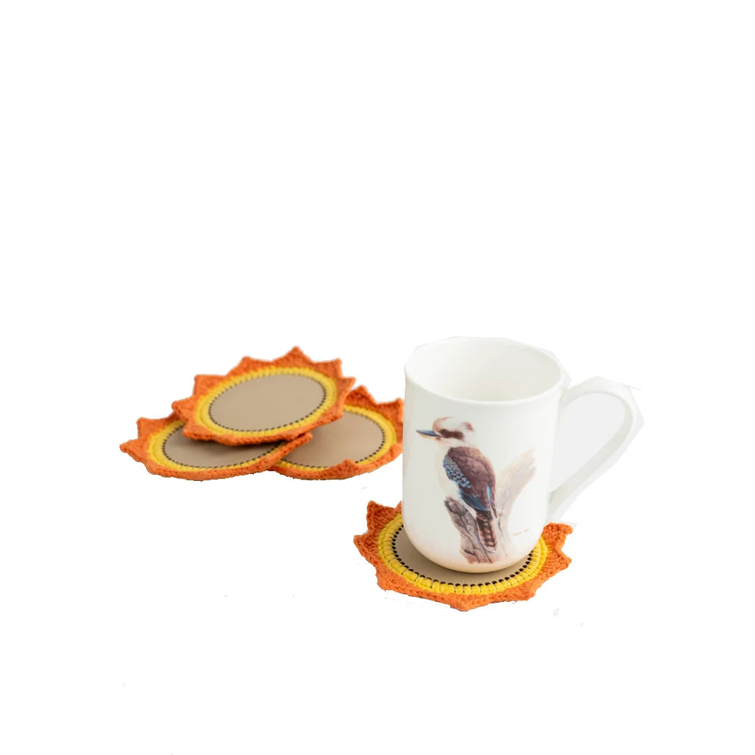 Handcrafted Upcycled sunflower Coasters (Set Of 4)