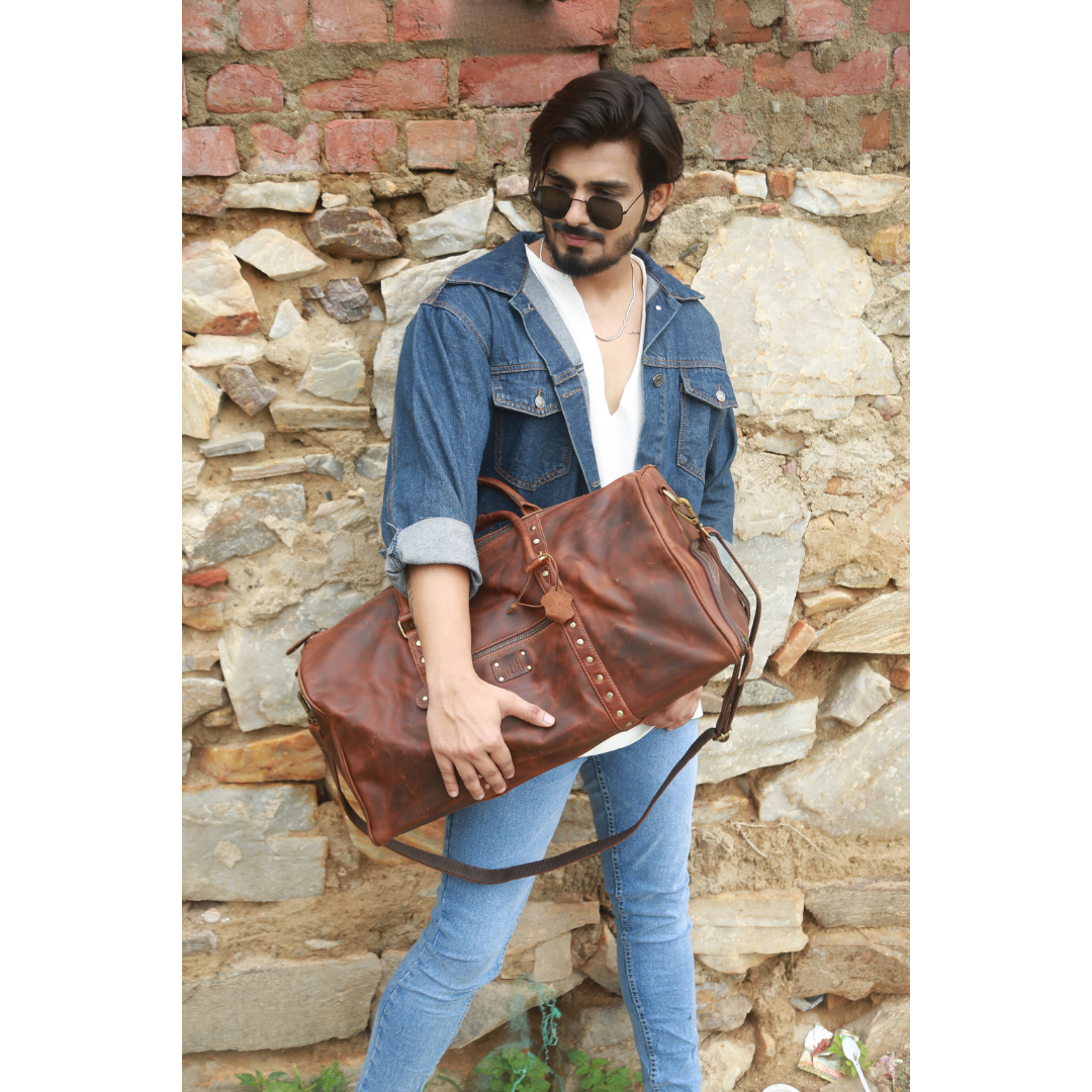 Explore Ready Genuine Leather Duffle Bag Sepia Wine