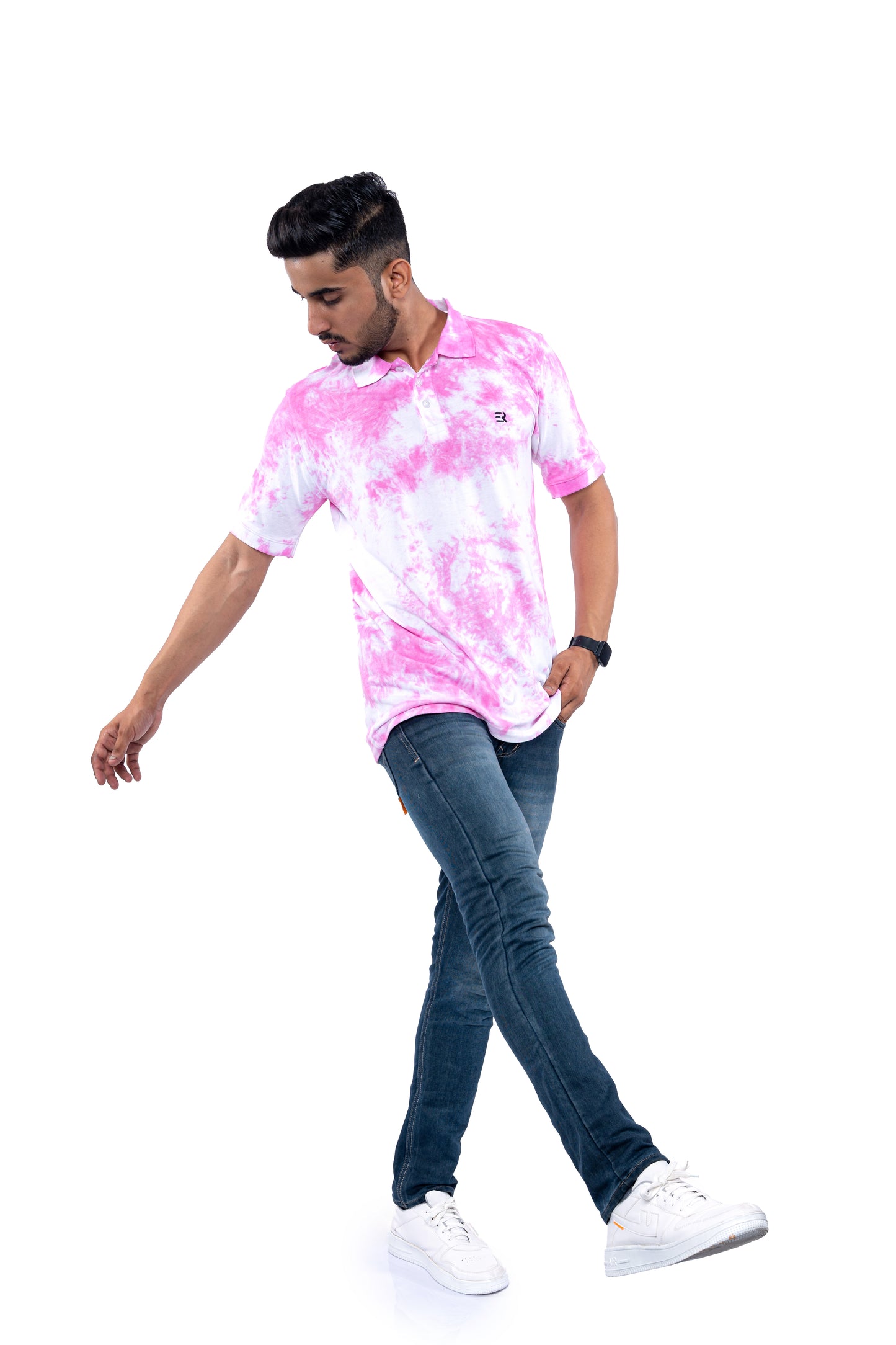 Pink Tie & Dye Polo T-Shirt