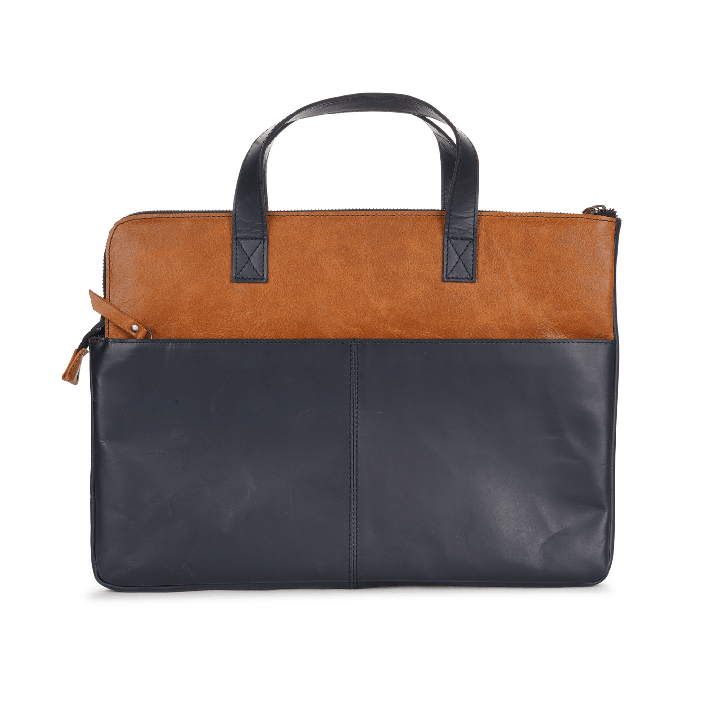 Handy Held Genuine Leather Laptop Bag Ebony Black