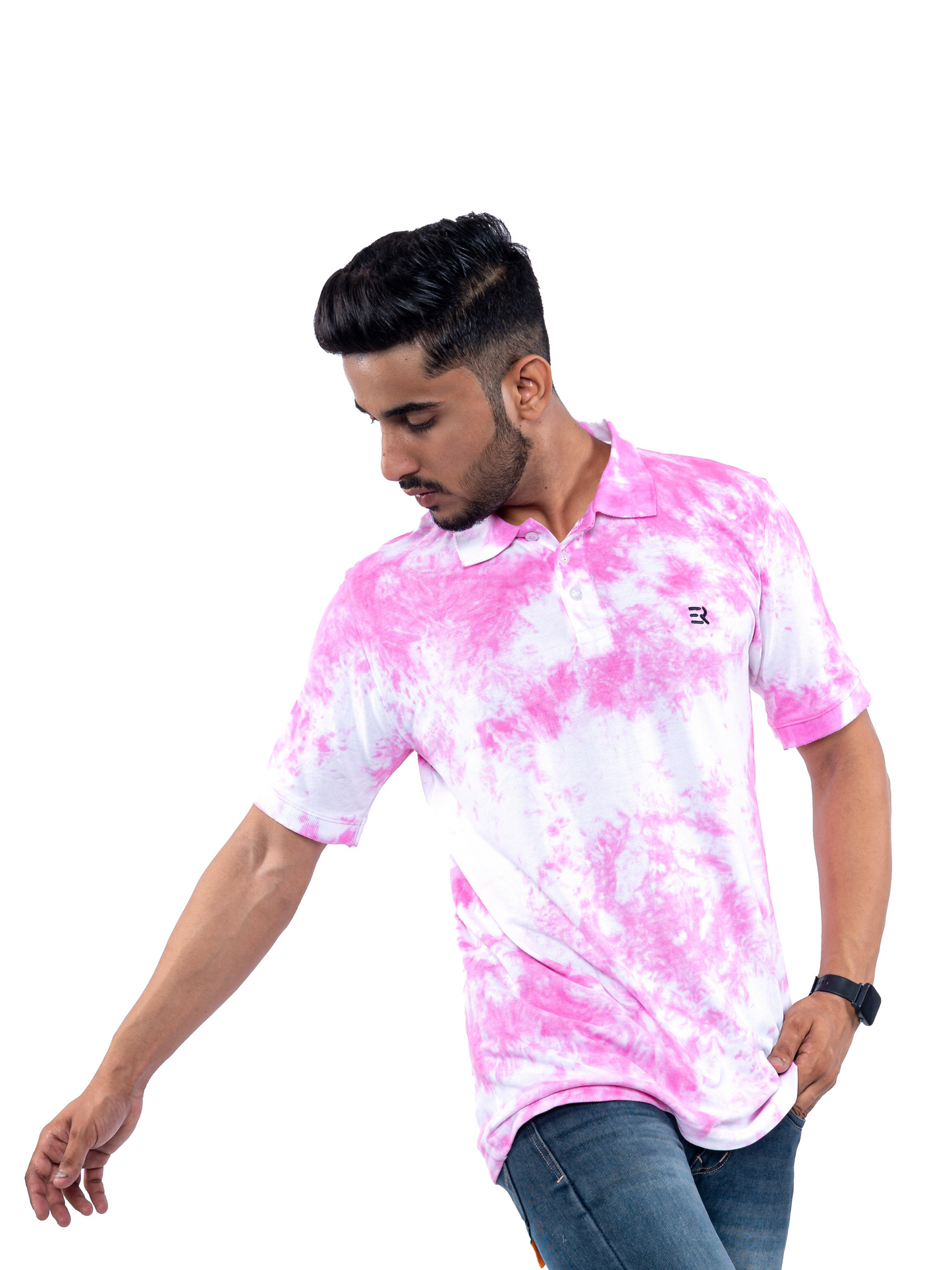 Blue Tie & Dye Polo T-Shirt