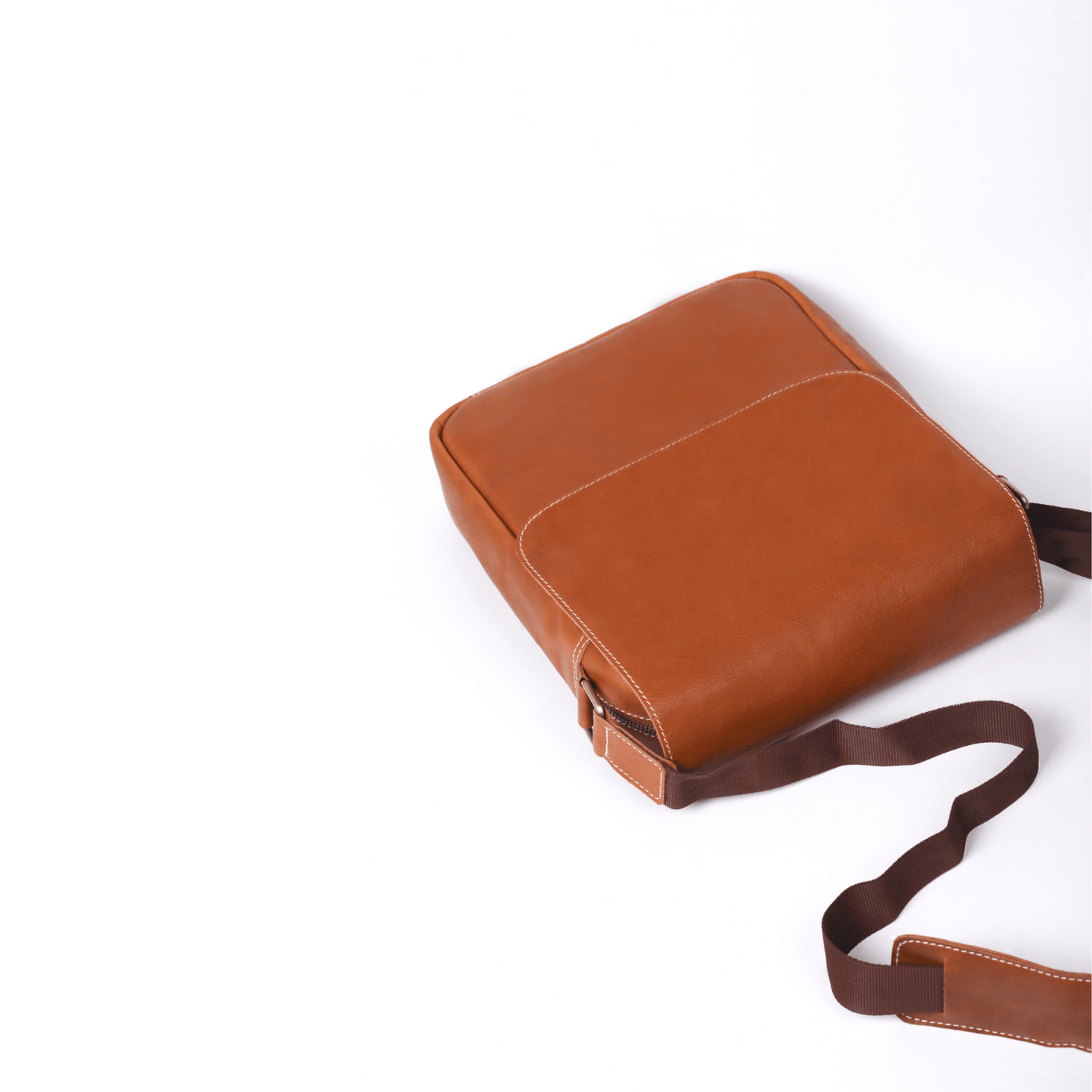 Zipper crossover Genuine Leather Cross Body Bag Tan Touch