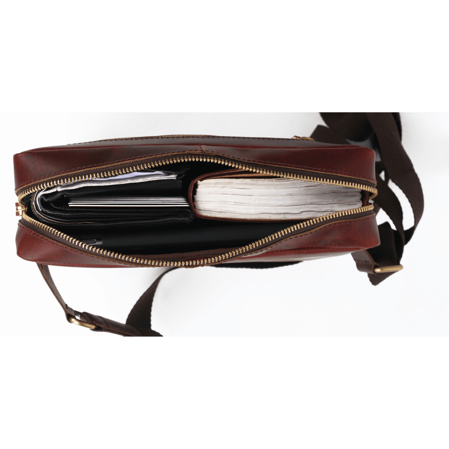 Get set rider Genuine Leather Chest Bag Sepia Wine