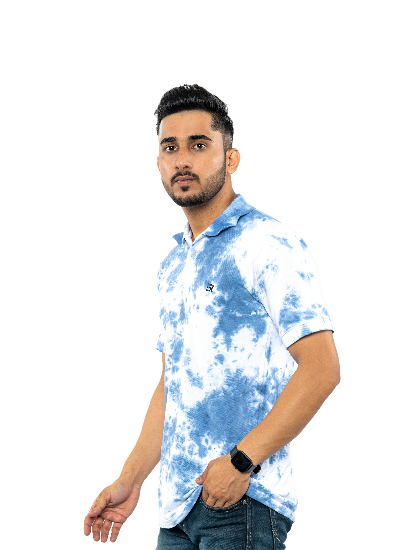Blue Tie & Dye Polo T-Shirt