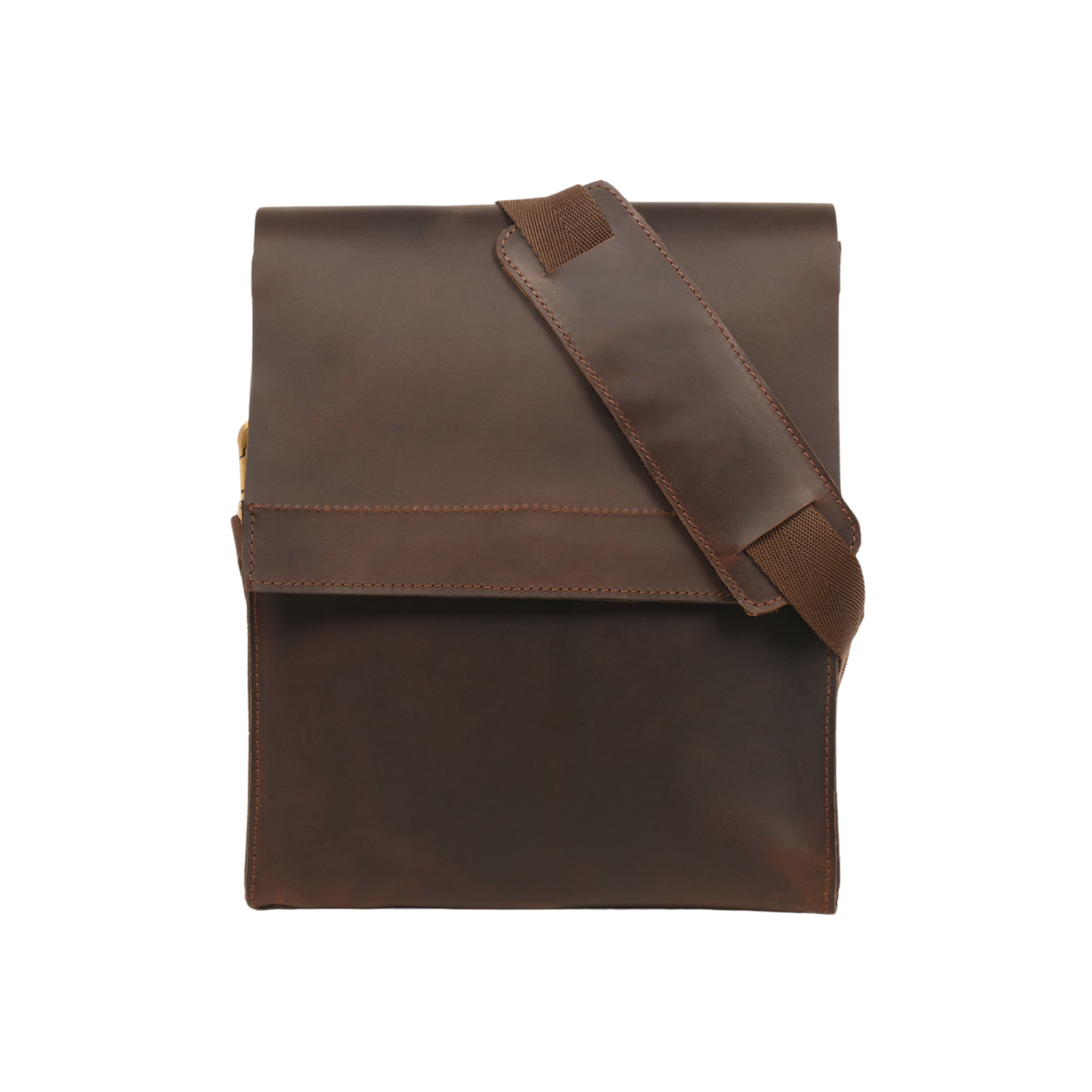 Classic Crossover Genuine Leather Cross Body Bag Sepia Wine