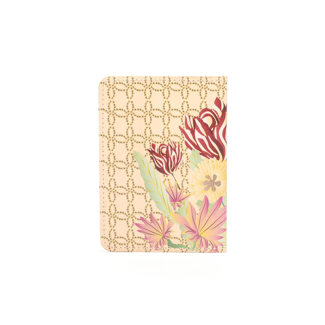 Back view of the passport cover in beige.