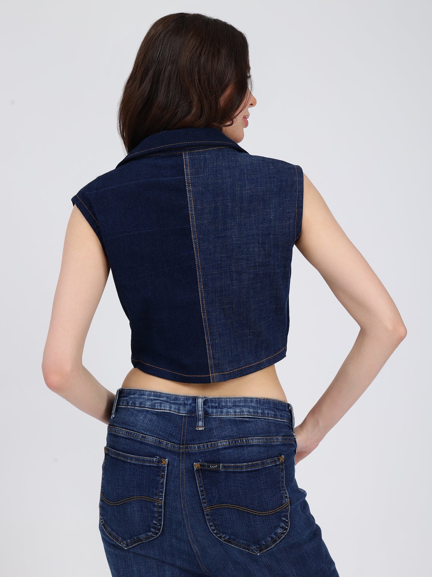 FRONT ZIPPER  COLLAR TOP  (DARK)