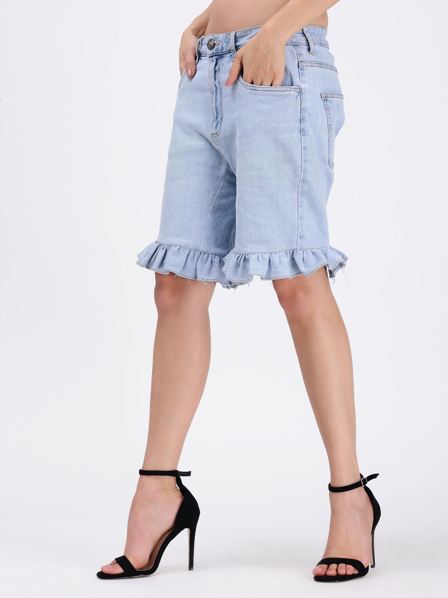 Flared Denim Shorts
