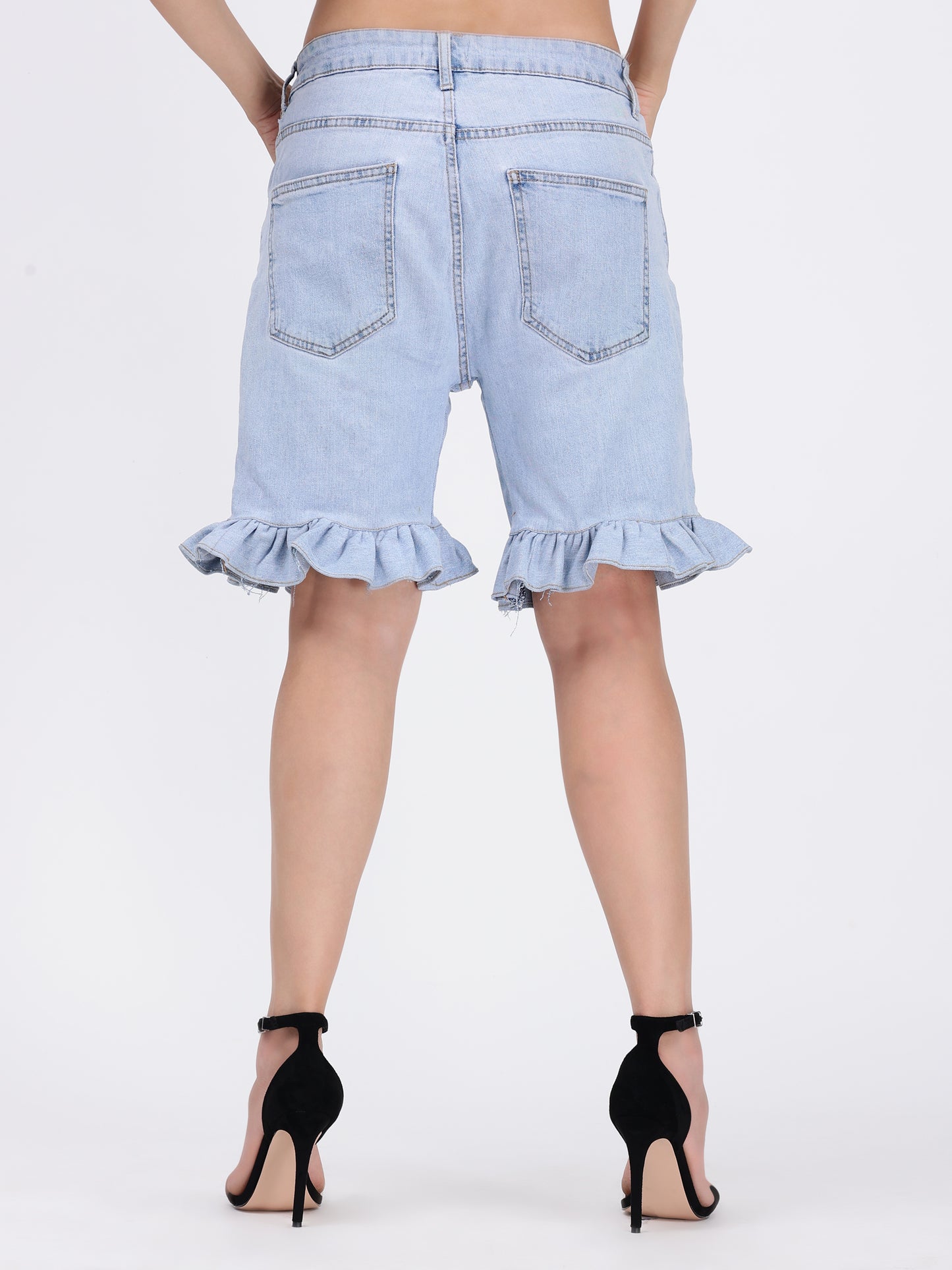 Flared Denim Shorts