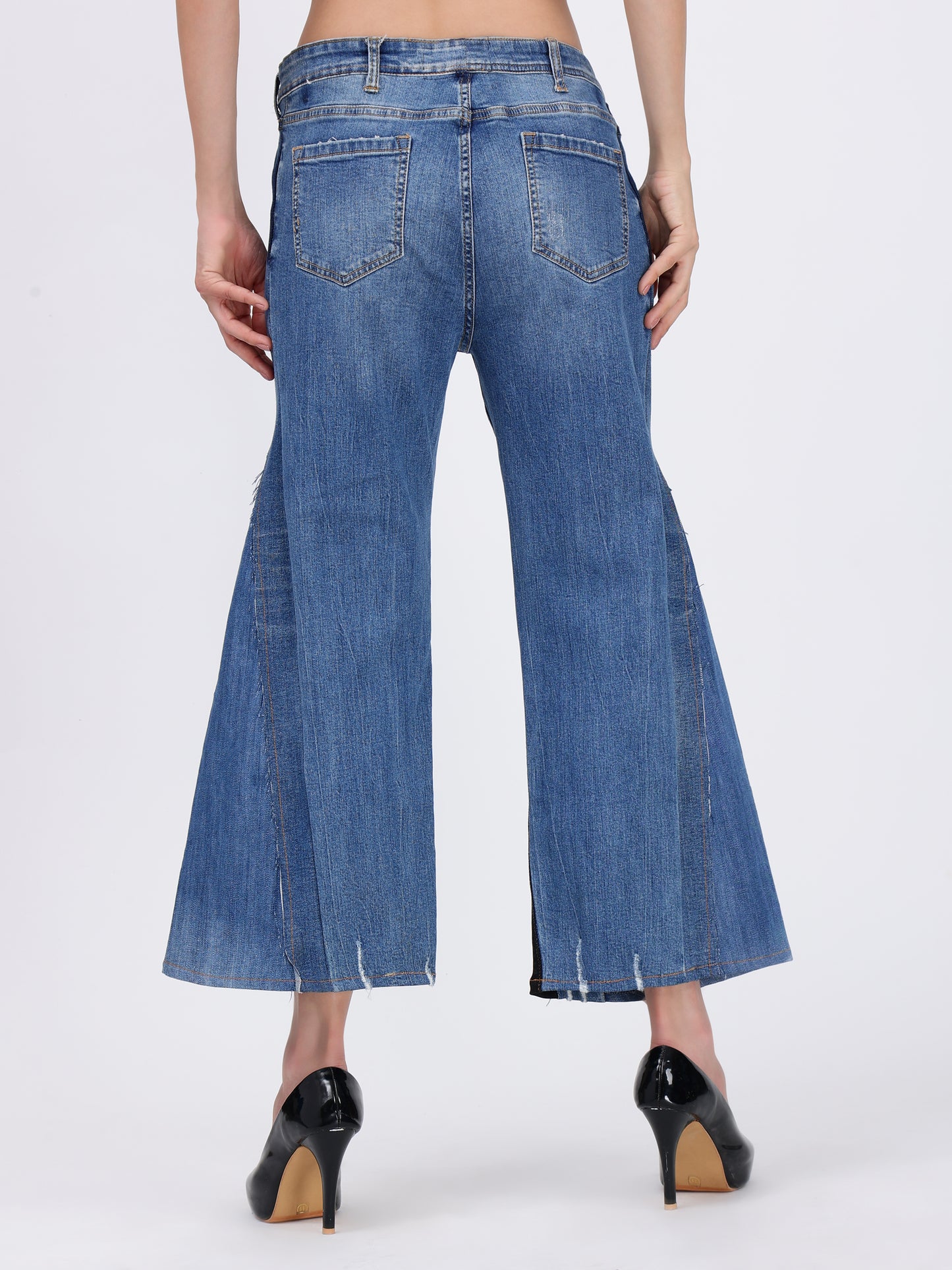 BLUE - BLACK WIDE LEG  PANT
