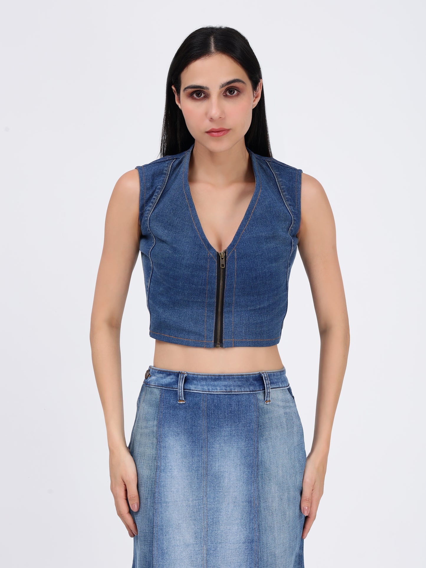 FRONT ZIPPER  TOP (BLUE)