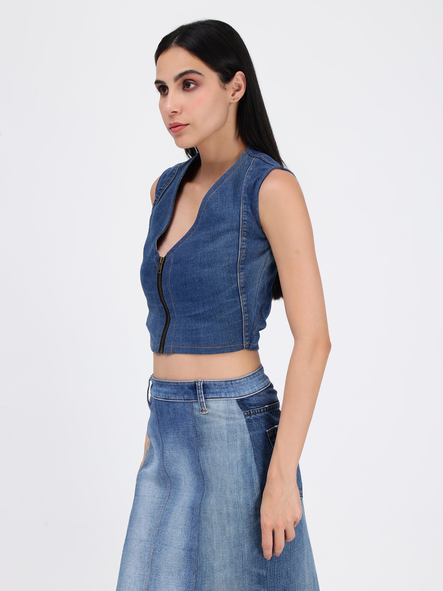FRONT ZIPPER  TOP (BLUE)