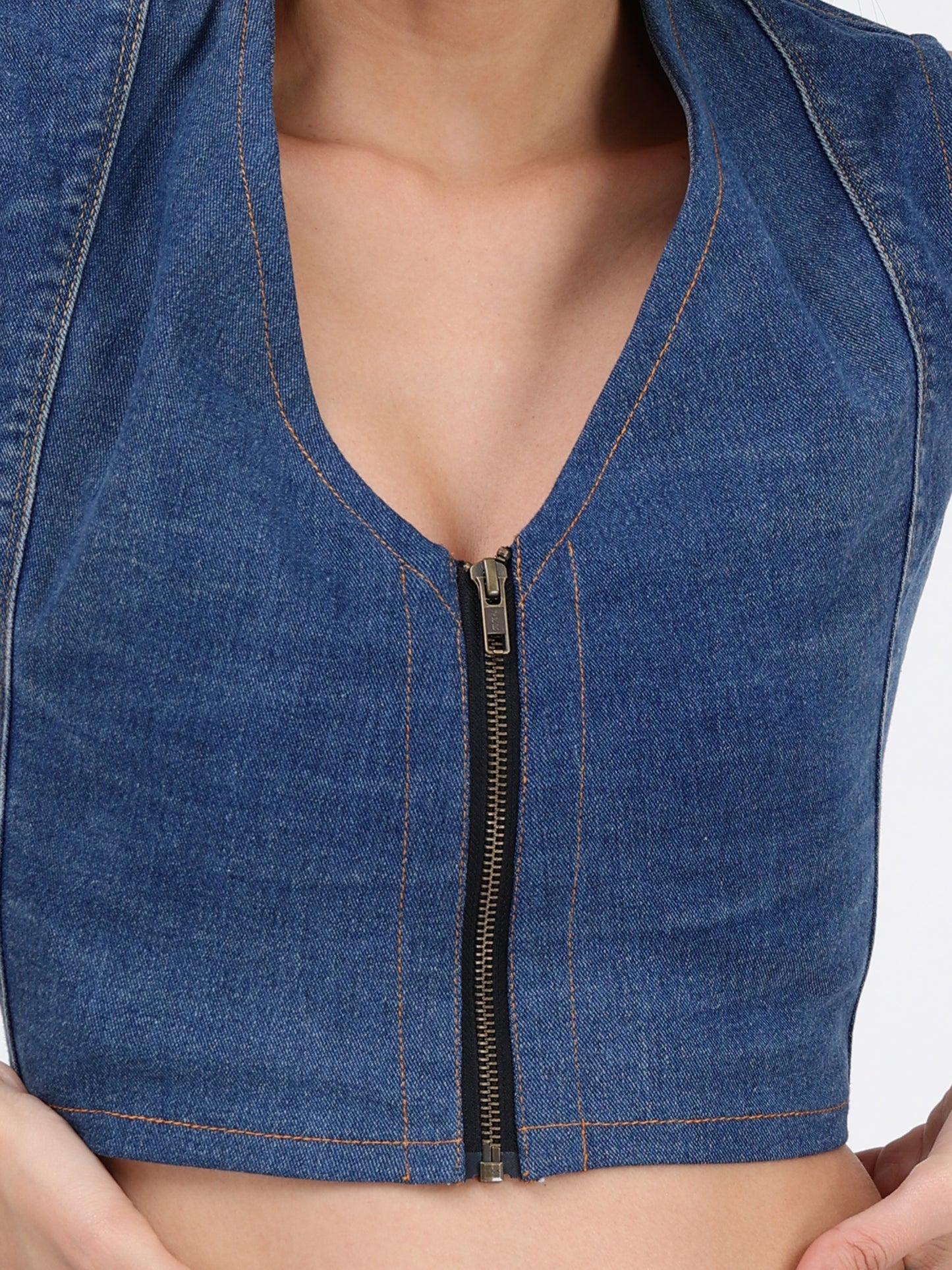 FRONT ZIPPER  TOP (BLUE)