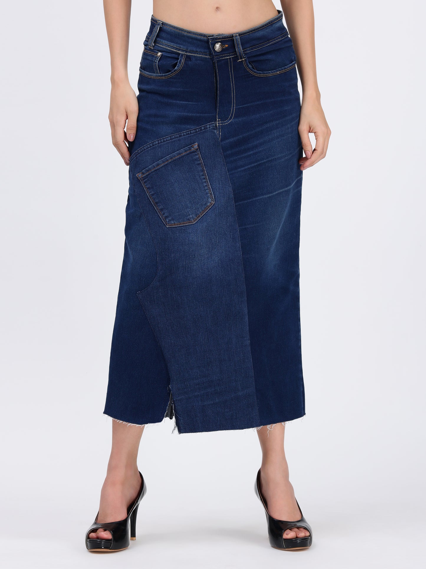 Front Slit Skirt Blue