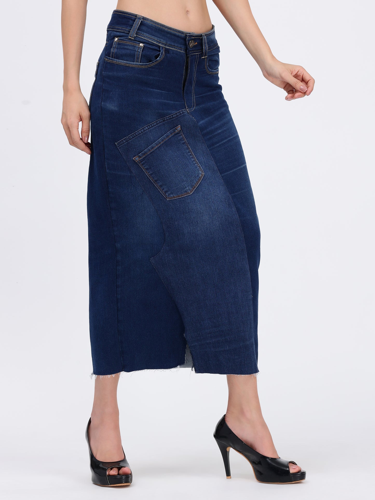 Front Slit Skirt Blue