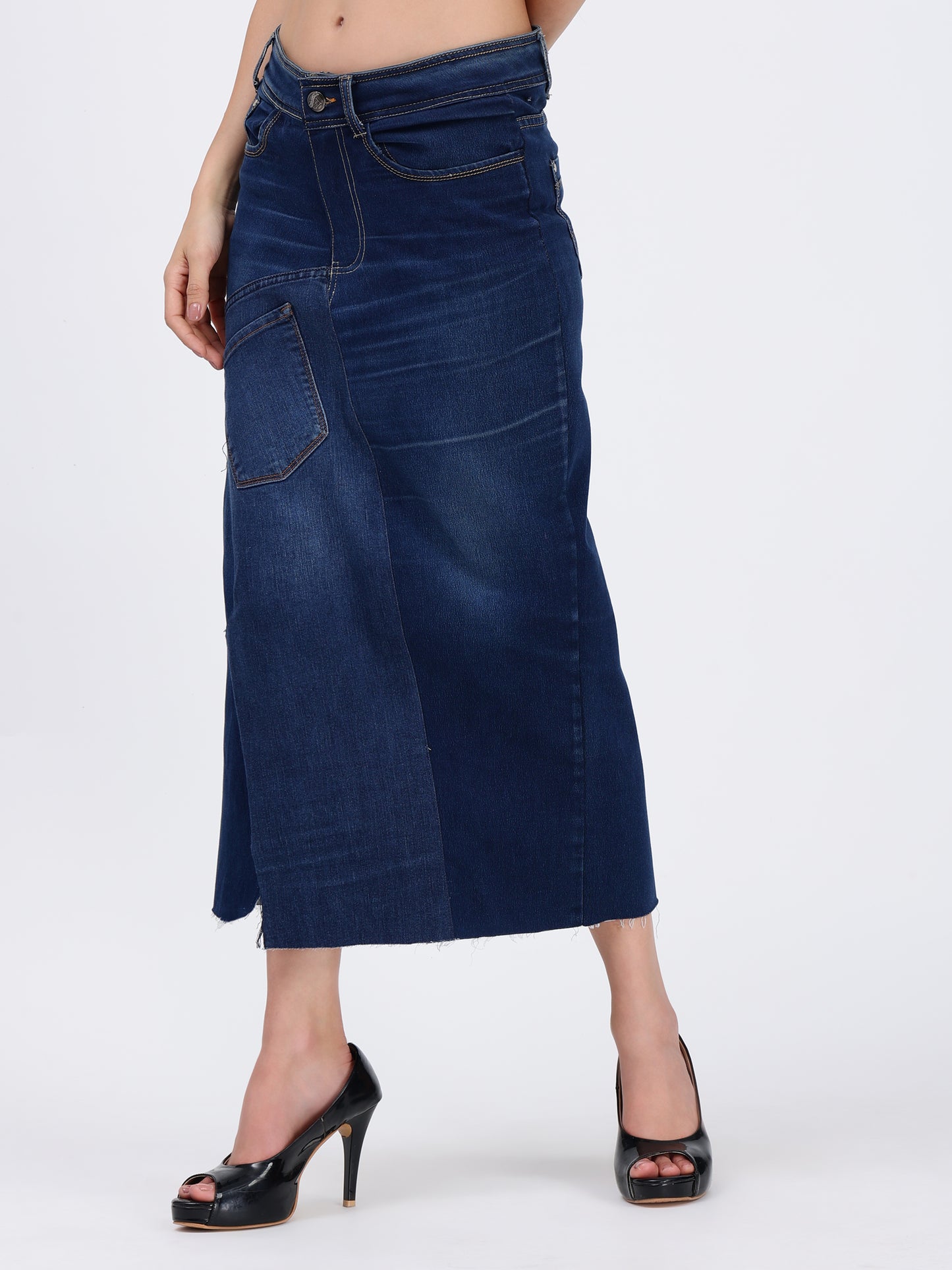 Front Slit Skirt Blue