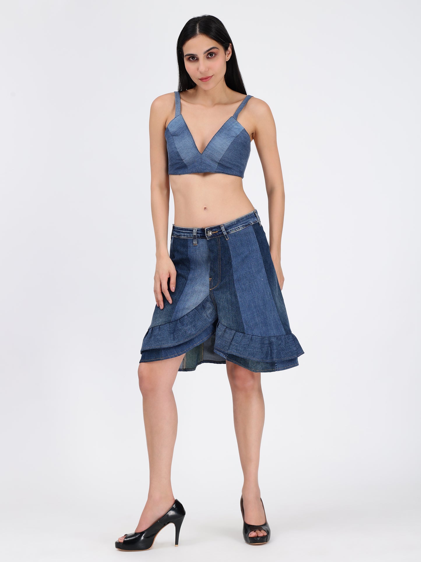 FLARED DENIM  SKIRT