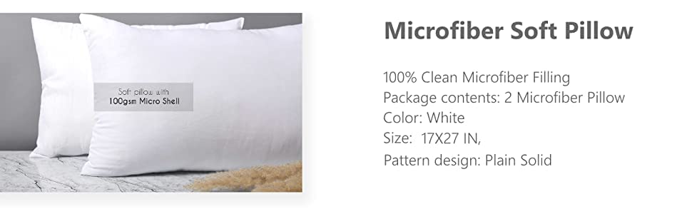 Soft & Fluffy Plain Solid Comfortable Sleeping Bed Pillow Set of 2
