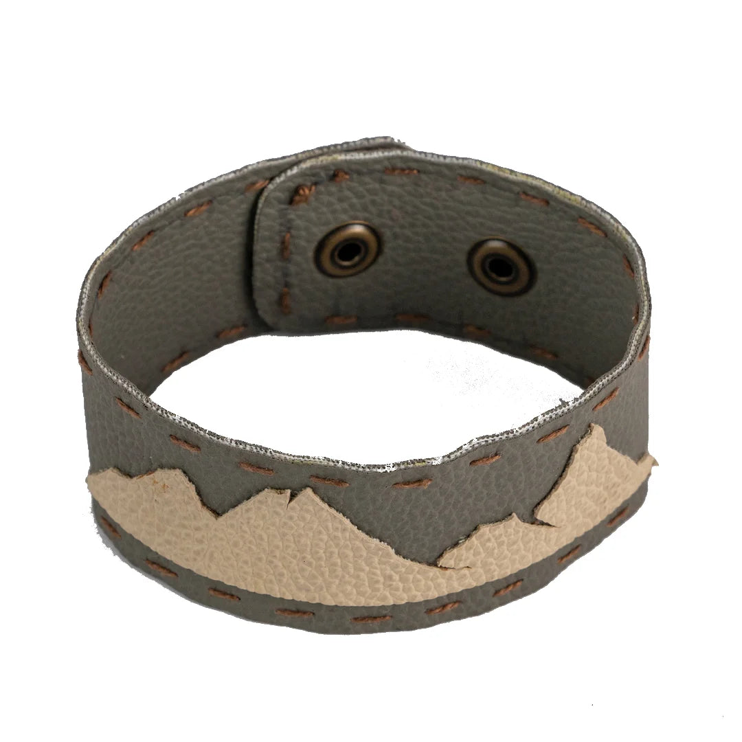 Handcrafted And Upcycled Unisex Bracelet -  Mountaineering (Grey)