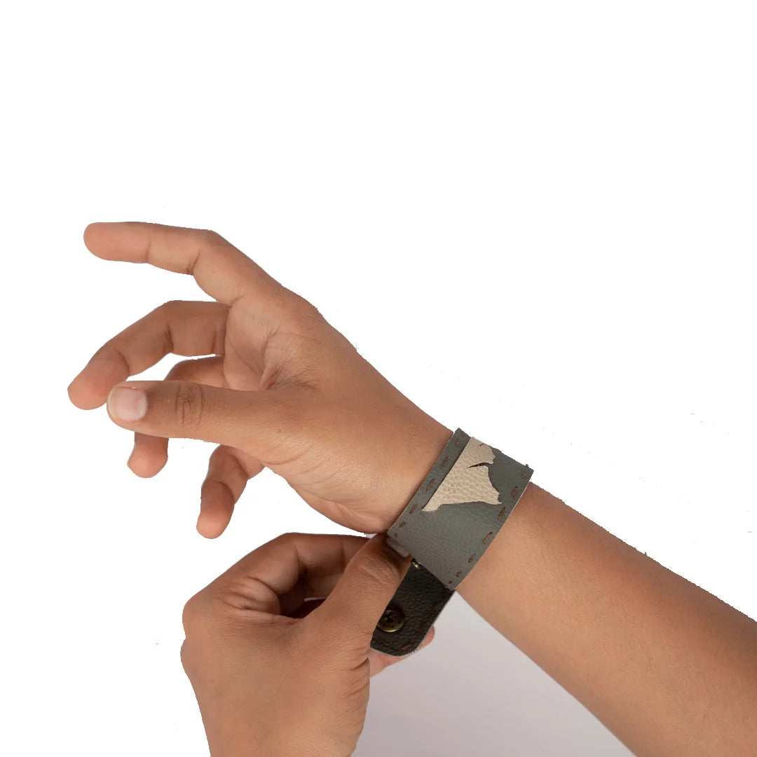 Handcrafted And Upcycled Unisex Bracelet -  Mountaineering (Grey)