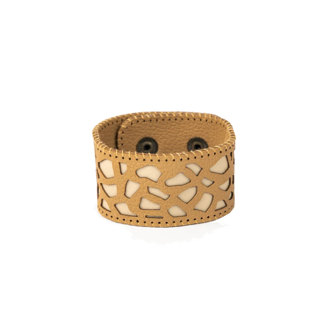 Handcrafted And Upcycled Unisex Bracelet - Abstract Art  (Brown)