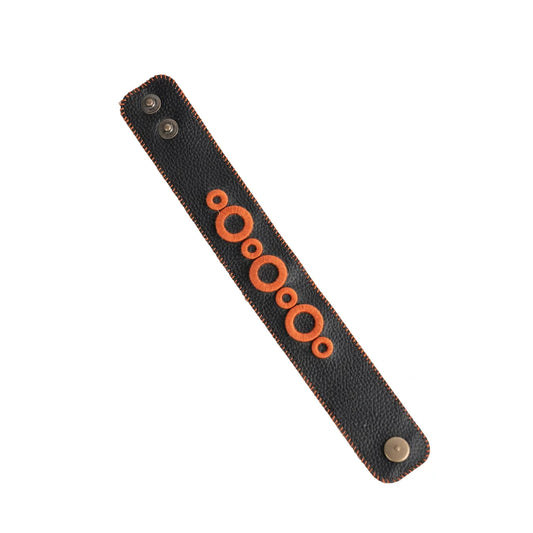 Handcrafted And Upcycled Unisex Bracelet - Geometry Art (Orange)