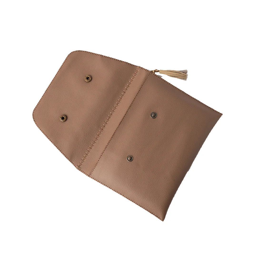 Handcrafted And Upcycled Clutch - Polka (Brown)