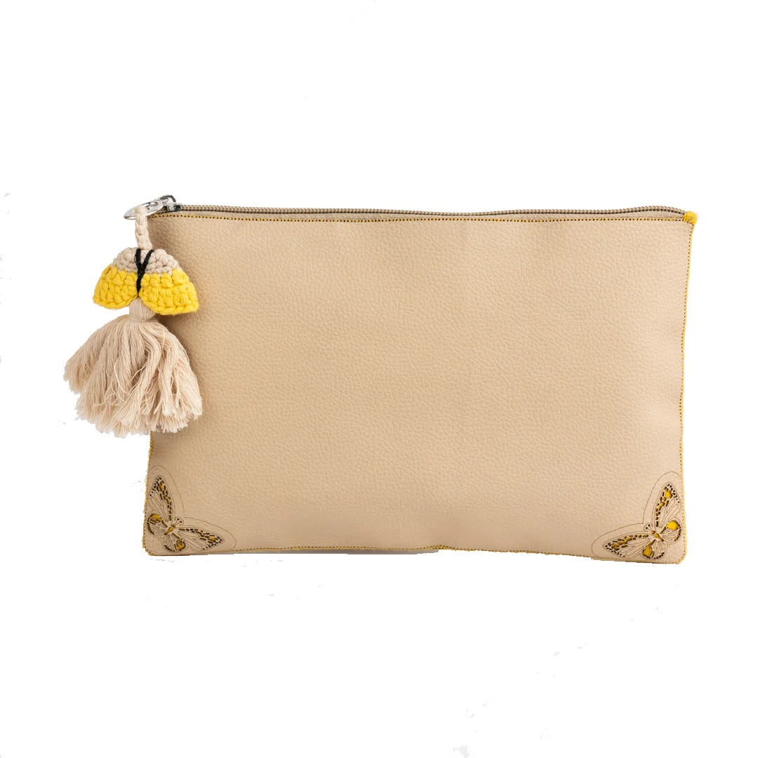 Handcrafted And Upcycled Clutch - Butterfly (Yellow)