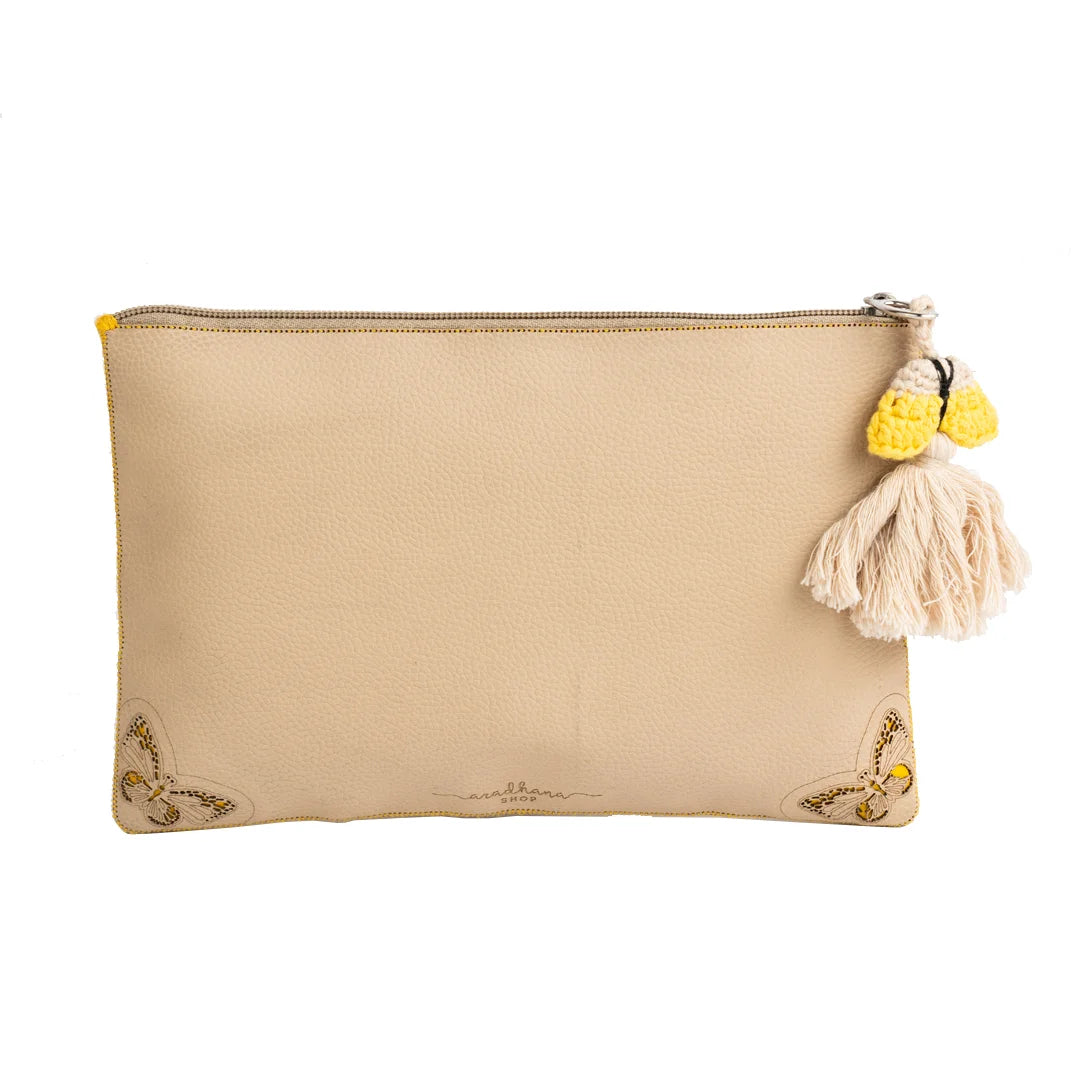 Handcrafted And Upcycled Clutch - Butterfly (Yellow)