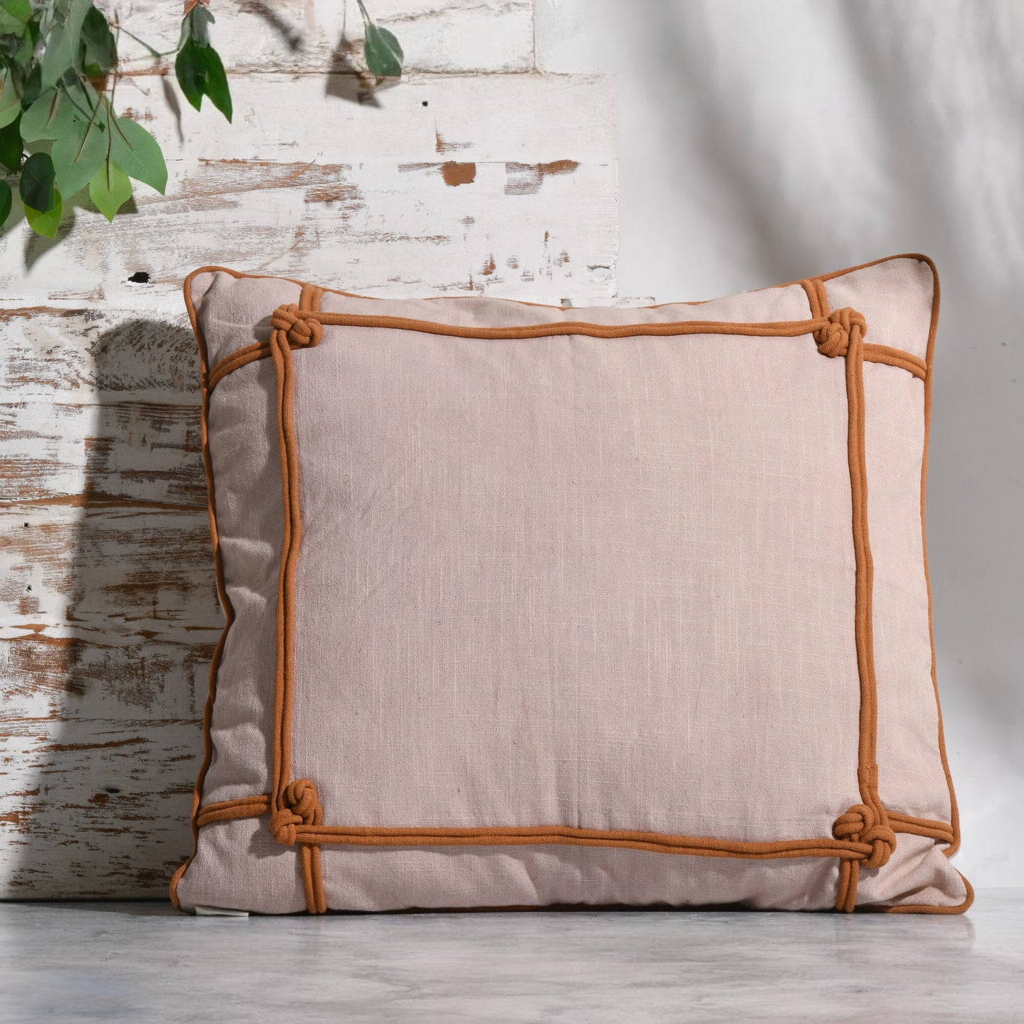 Cotton Slub Cord Work Design Contemporary Cushion Cover – Knurl (Set Of Two)