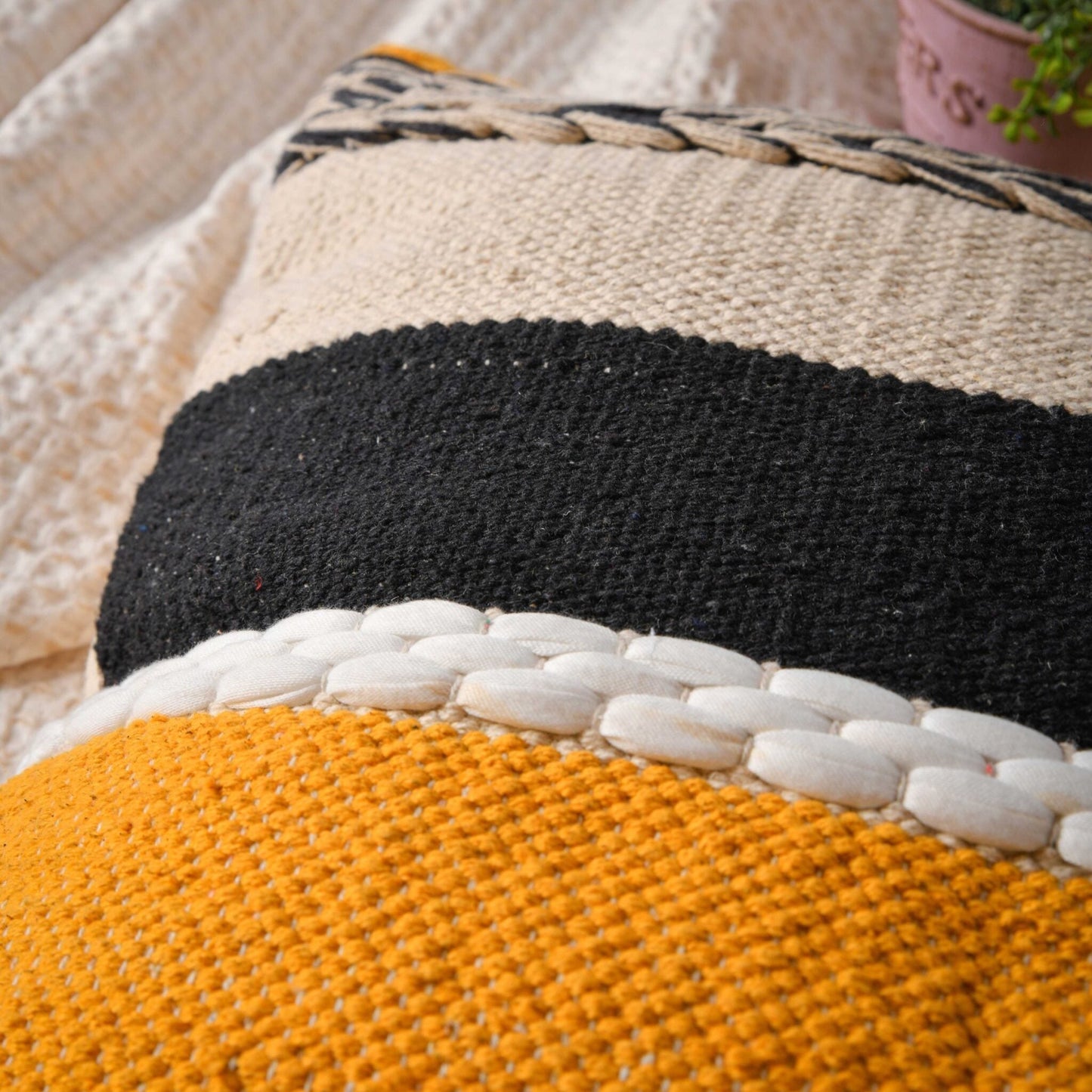 Cotton Indian Handwoven/Handloom Embroidered Cushion Cover-Ajmer (Set Of Two)