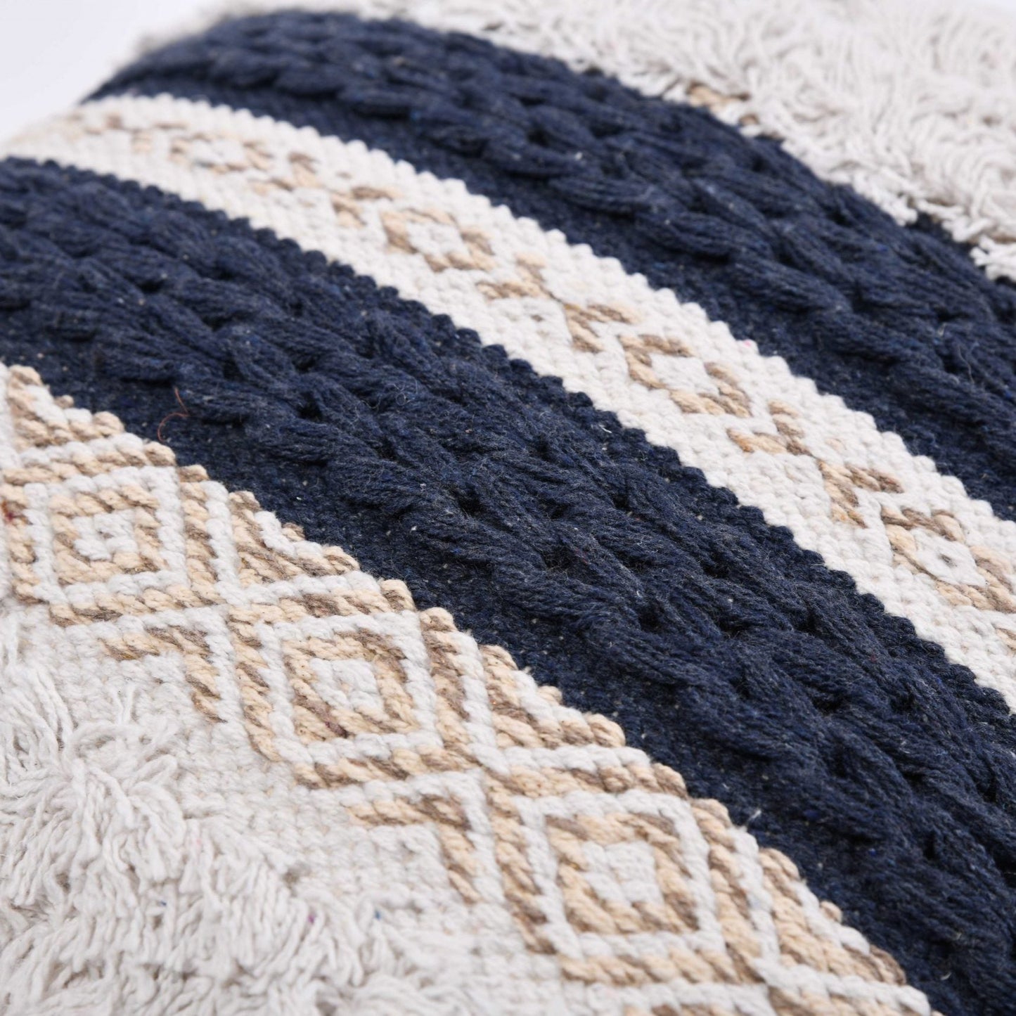 Cotton Handwoven/Handloom Contemporary Cushion Cover – Fringee (Set Of Two)