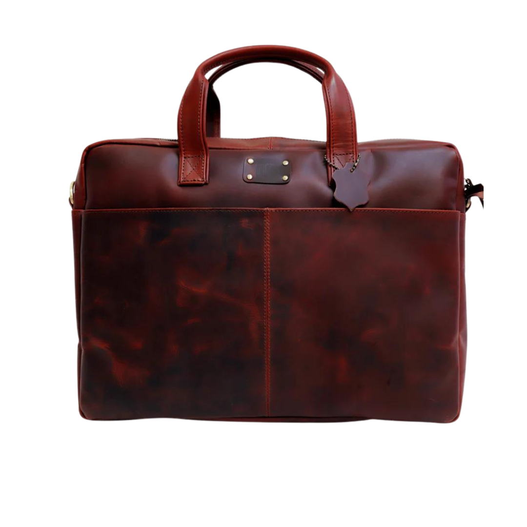 Elite Slimcase Genuine Leather Laptop Brief Case Tan Touch