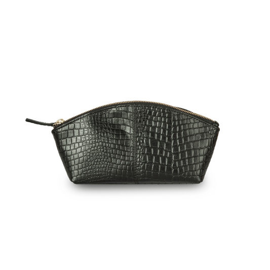 Roamready Genuine Leather Makeup Pouch Ebony Black