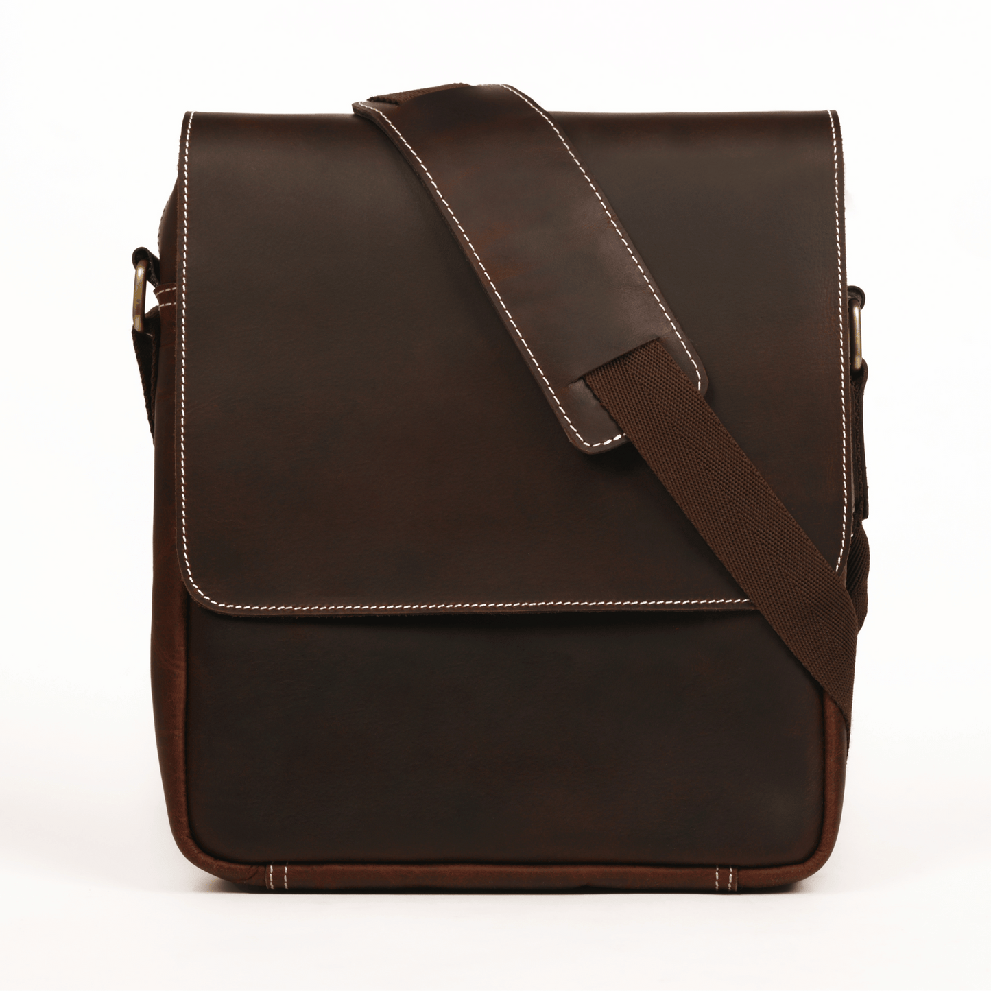 Zipper crossover Genuine Leather Cross Body Bag Ebony Black