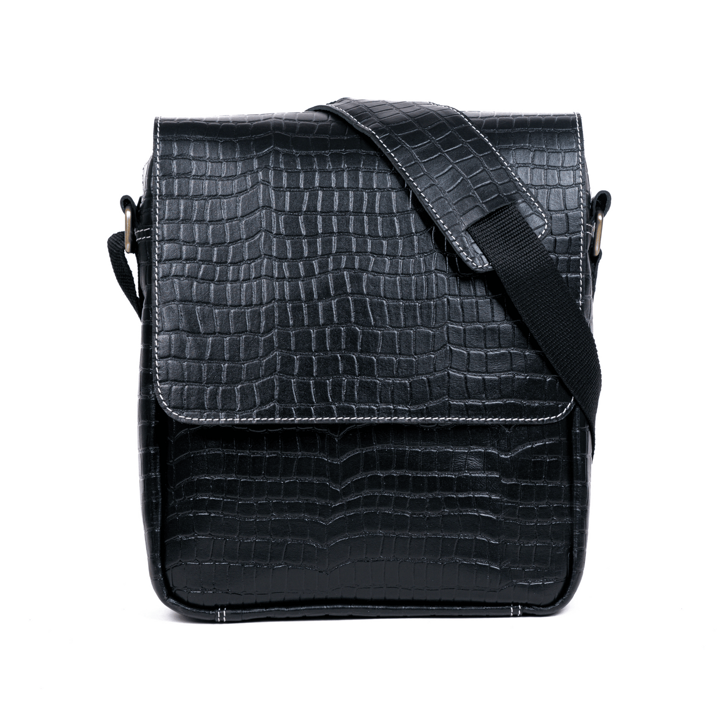 Zipper crossover Genuine Leather Cross Body Bag Midnight Blue