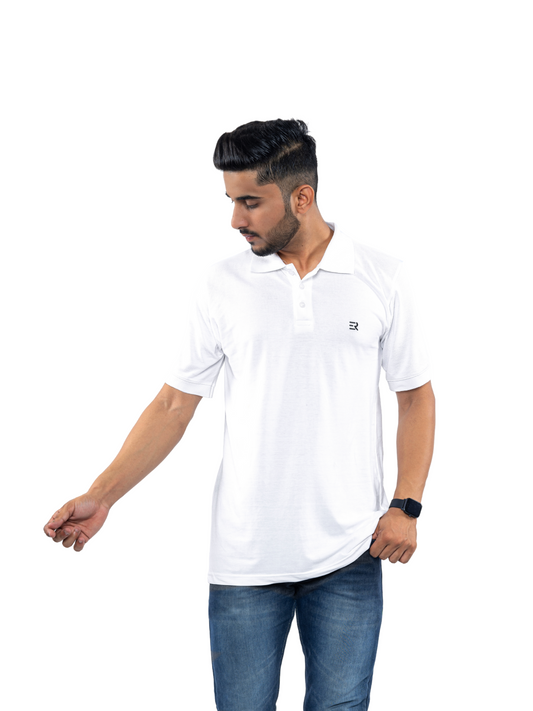 White Tie & Dye Polo T-Shirt
