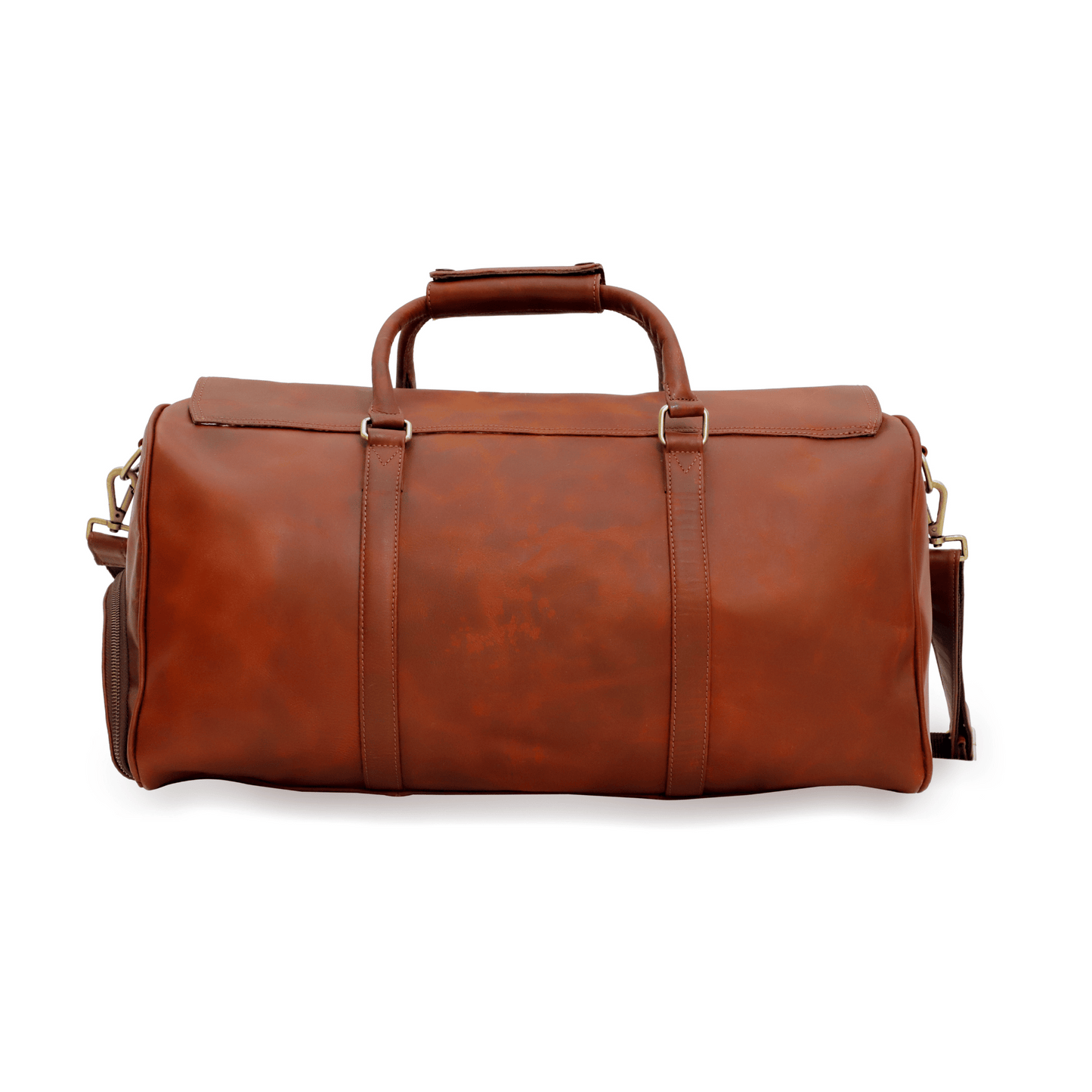 Flaplock Genuine Leather Duffle Bag Tan Touch