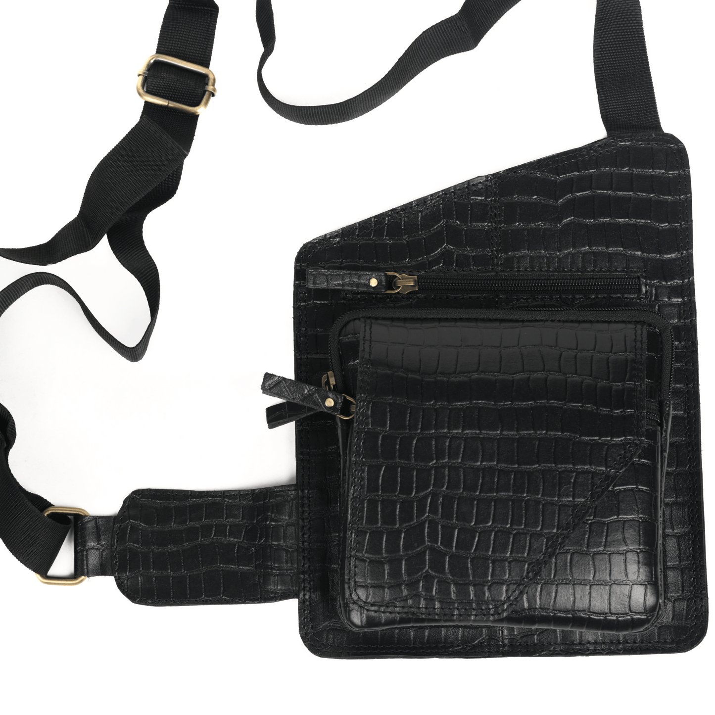 Mini Rover Genuine Leather Chest Bag Ebony Black