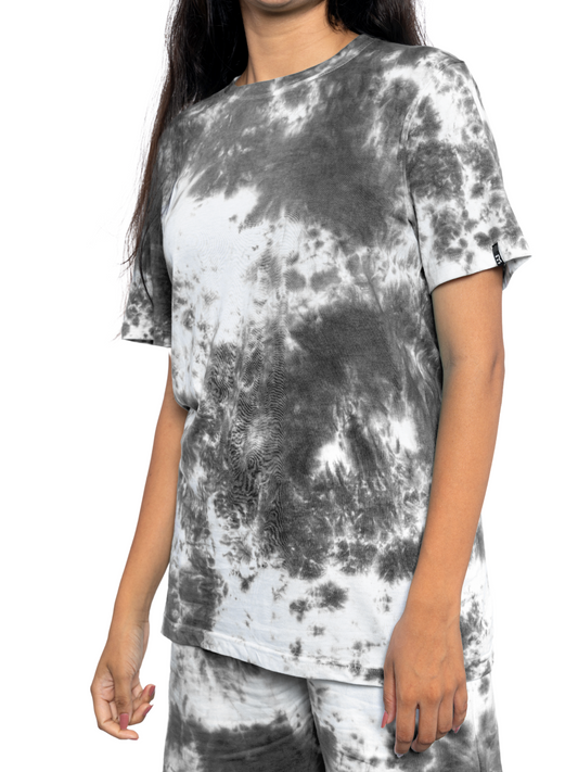 Grey Tie & Dye Round Neck T-Shirts - Women